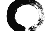 A single brushed ensō circle in black sumi ink, left open where the brush ran dry.